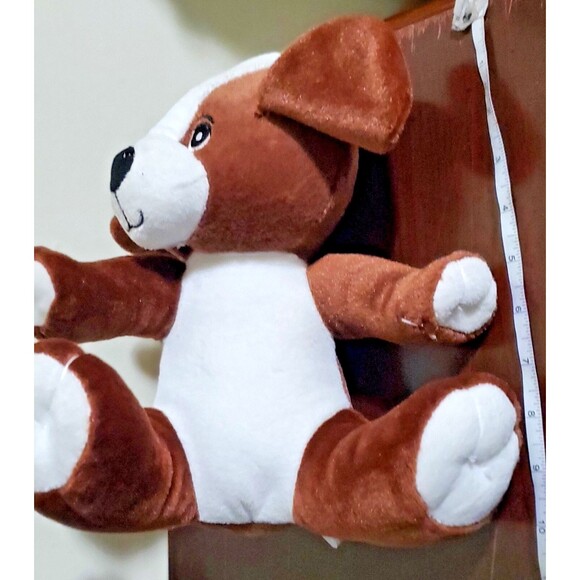 Brown & White Puppy Dog Plush Embroidered Eyes Progressive Plush Clane 10" Soft - Picture 7 of 8